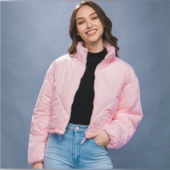 Love Tree Woven Pink Puffer Jacket Size Small NWOT - Picture 1 of 8